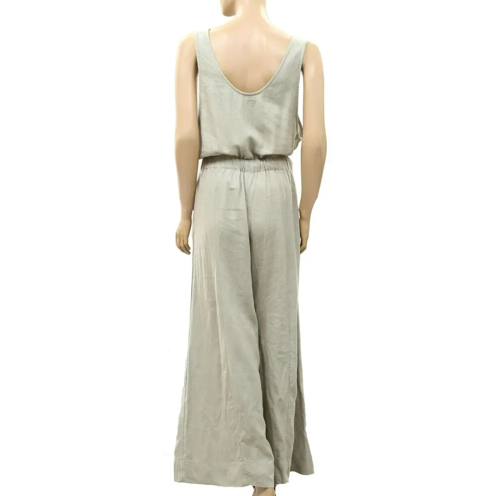 Free People Free-Est Sandshell Linen Linden One-Piece Jumpsuit Dress XS 289733